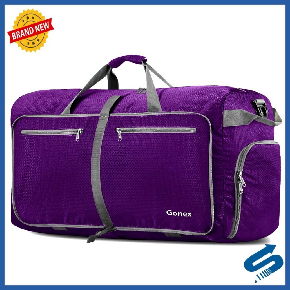 Large Foldable Travel Duffle Bag with Shoe Compartment, Water Repellent